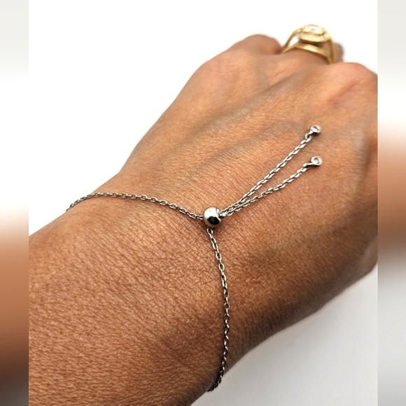 🟢3/$19🟢 Delicate Silver CZ Slider Bracelet Vintage Styled Retro - Picture 2 of 9